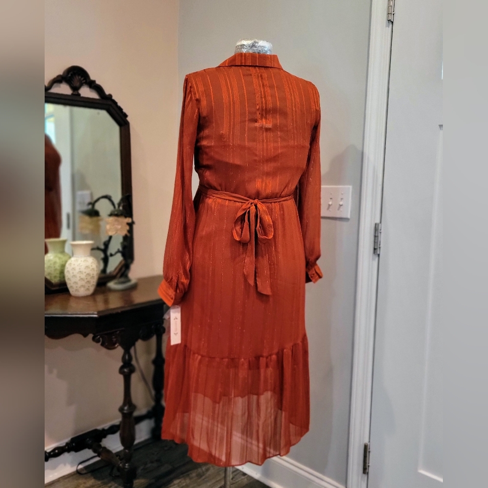 NWT 16 Nanette Lepore Copper Shimmery Dress - Picture 9 of 11